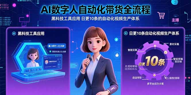AI数字人自动化带货全流程：黑科技工具应用 日更10条的自动化视频生产体系-云网创