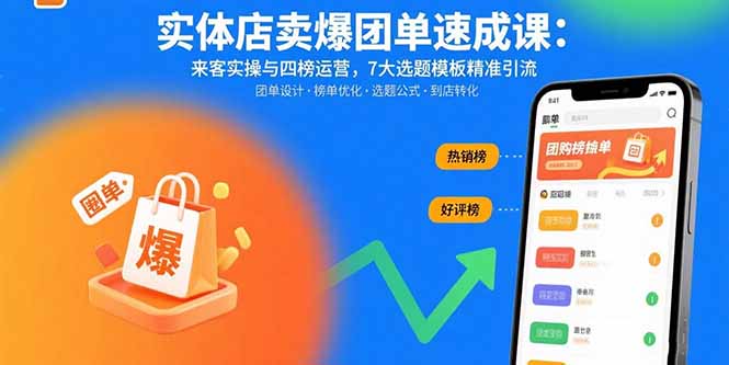 实体店卖爆团单速成课：来客实操与四榜运营，7大选题模板精准引流-云网创