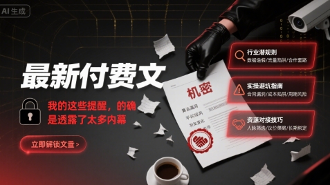 最新付费文：我的这些提醒，的确是透露了太多内幕-云网创