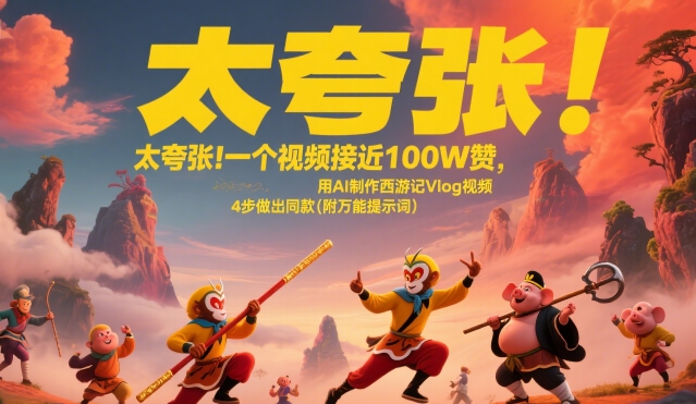 太夸张！一个视频接近100W赞，用AI制作西游记Vlog视频，全流程拆解来了(附万能提示词)-云网创