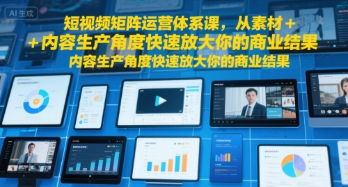 短视频矩阵运营体系课，从素材+内容生产角度快速放大你的商业结果-云网创