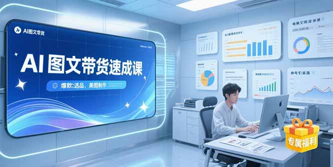 AI图文带货速成课，养号引流秘籍，爆款选品策略，美图制作全流程-云网创