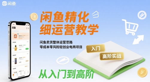 闲鱼精细化运营入门+高阶实战教学，闲鱼卖货整体运营思路，零成本零风险轻创业电商项目-云网创