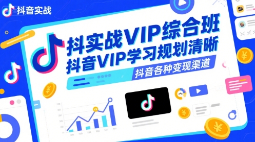 抖音实战VIP综合班，抖音VIP学习规划请晰抖音各种变现渠道-云网创