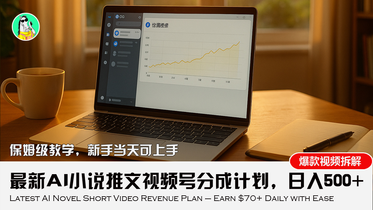 最新AI小说推文视频号分成计划，新手小白也能当天日入500+教程-云网创