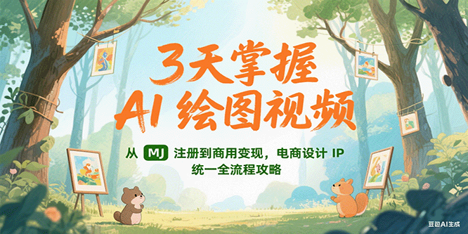 3天掌握AI绘图视频，从MJ 注册到商用变现，电商设计IP统一全流程攻略-云网创