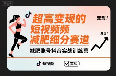 超高变现的短视频减肥细分赛道，减肥账号抖音实战训练营-云网创