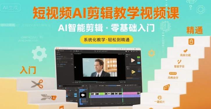短视频AI剪辑教学视频课，入门到精通-云网创