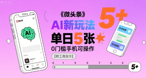 微头条AI新玩法，小白单日5张+，0门槛手机可操作【附工具指令】-云网创