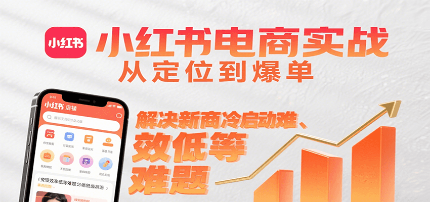 小红书电商实战，从定位到爆单解决新商冷启动难、变现效率低等难题-云网创