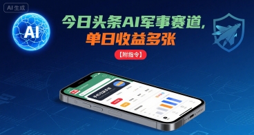 今日头条AI军事赛道，单日收益多张 ，手机可做【附指令】-云网创