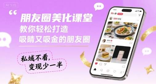 朋友圈美化课堂，教你轻松打造，吸睛又吸金的朋友圈，私域不看，变现少一半-云网创