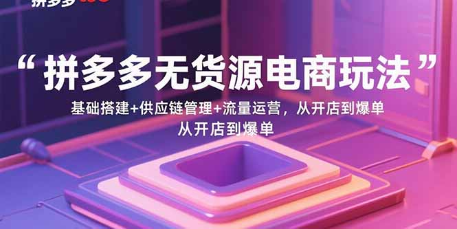拼多多无货源电商玩法：基础搭建+供应链管理+流量运营，从开店到爆单-云网创