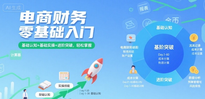电商财务零基础入门，基础认知+基础实操+进阶突破，轻松掌握-云网创