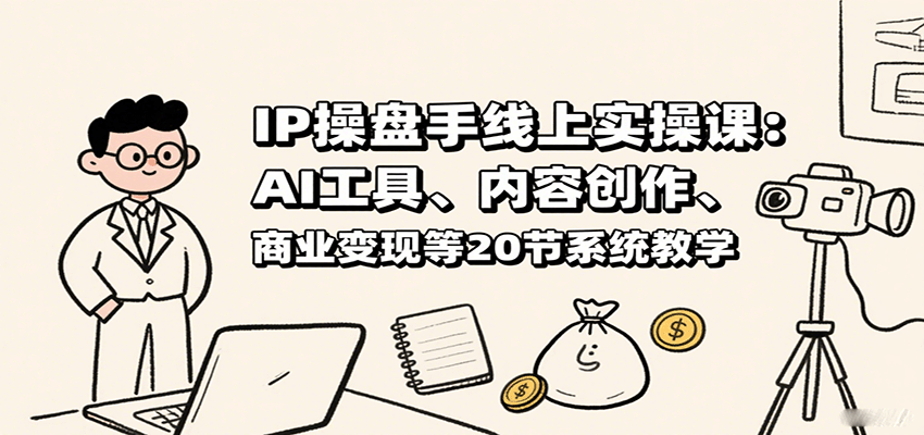 IP操盘手线上实操课：AI工具、内容创作、商业变现等20节系统教学-云网创