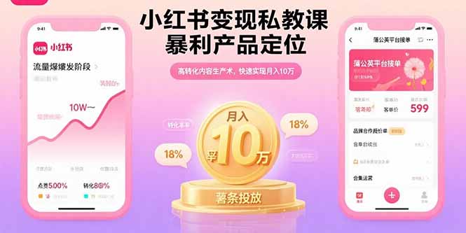 小红书变现私教课，暴利产品定位，高转化内容生产术，快速实现月入10万-云网创