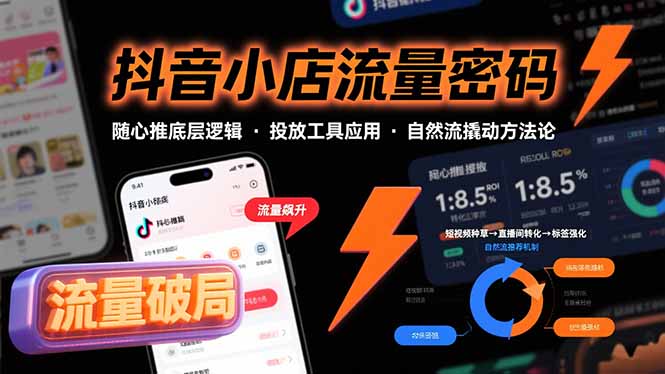 抖音小店流量密码，随心推底层逻辑，投放工具应用，自然流撬动核心方法论-云网创