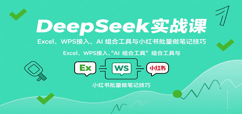 DeepSeek实战课：Excel、WPS接入、AI 组合工具与小红书批量做笔记技巧-云网创