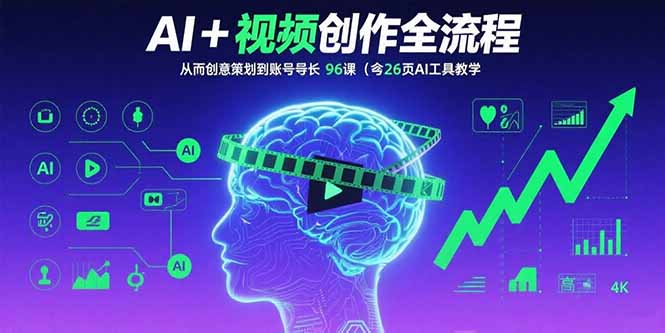 AI+短视频创作全流程：从创意策划到账号增长，96节课(含26项AI工具教学-云网创