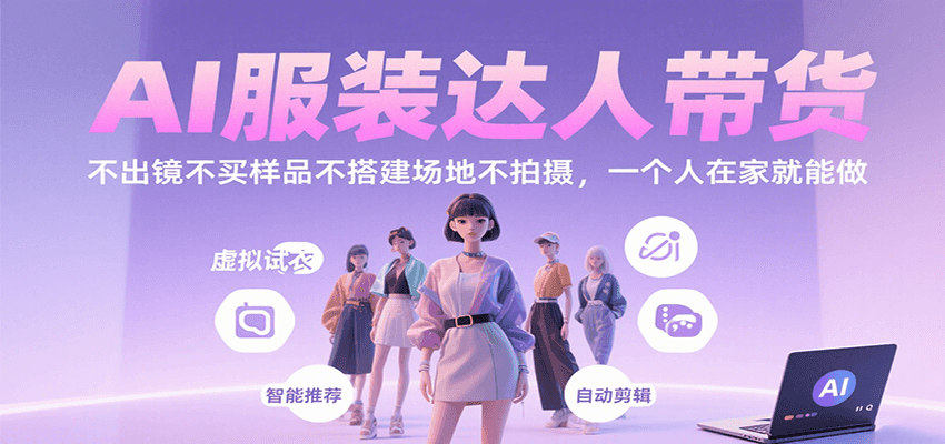 AI服装达人带货，不出镜不买样品不搭建场地不拍摄，一个人在家就能做-云网创